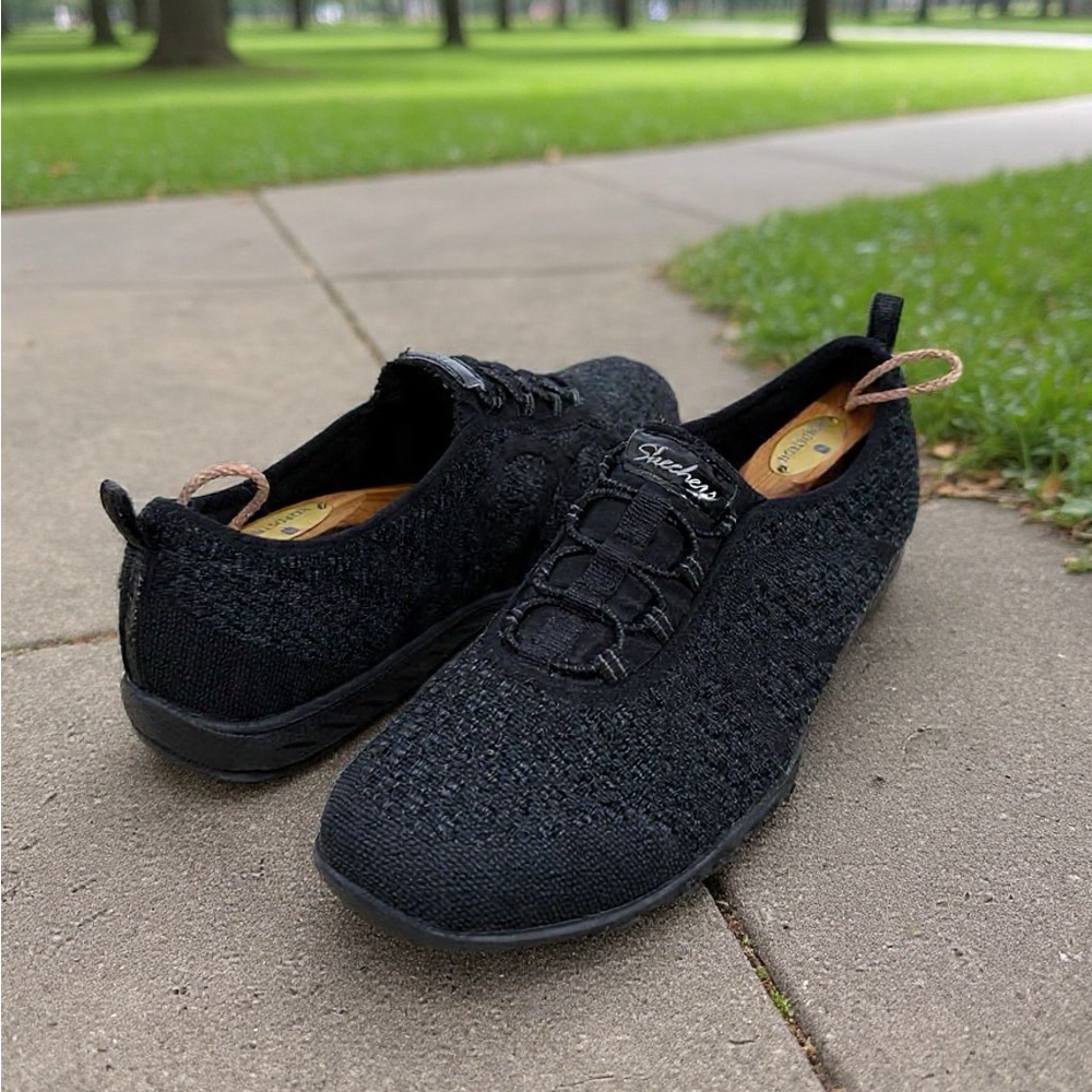 Skechers Women’s Black Knit Slip-On Sneakers